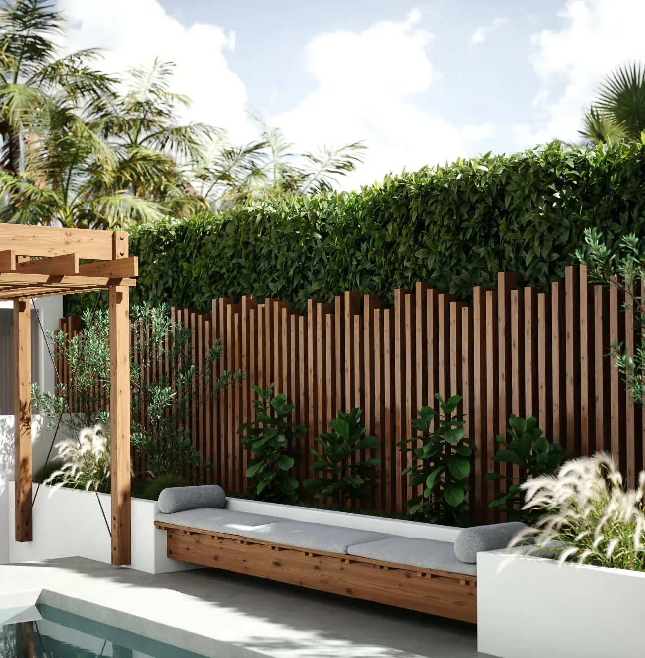 Thermo-pine fence — Glued thermo-pine posts