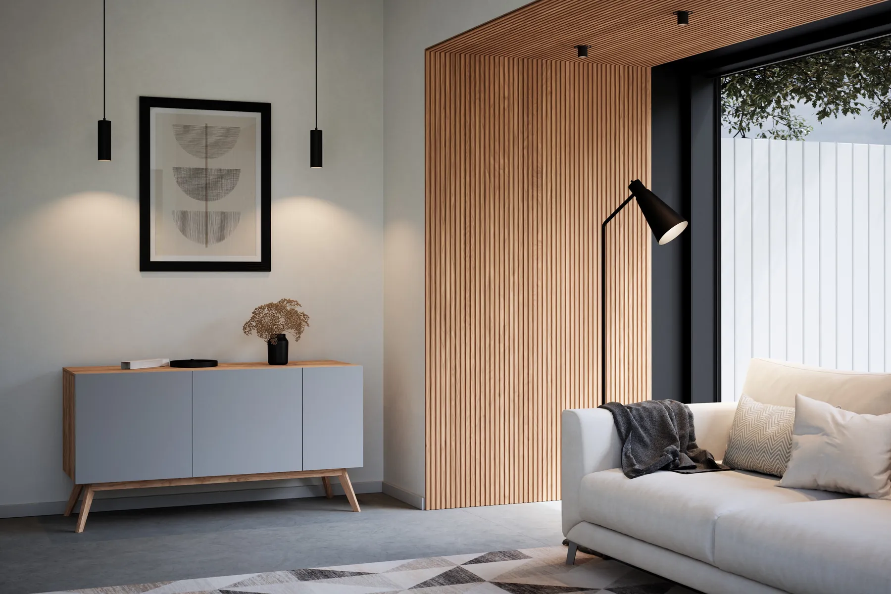 Thermory Motion Kyte 3D thermo-aspen wall